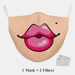 COVID Pink Lips Face Mask + 2 Filters PPE